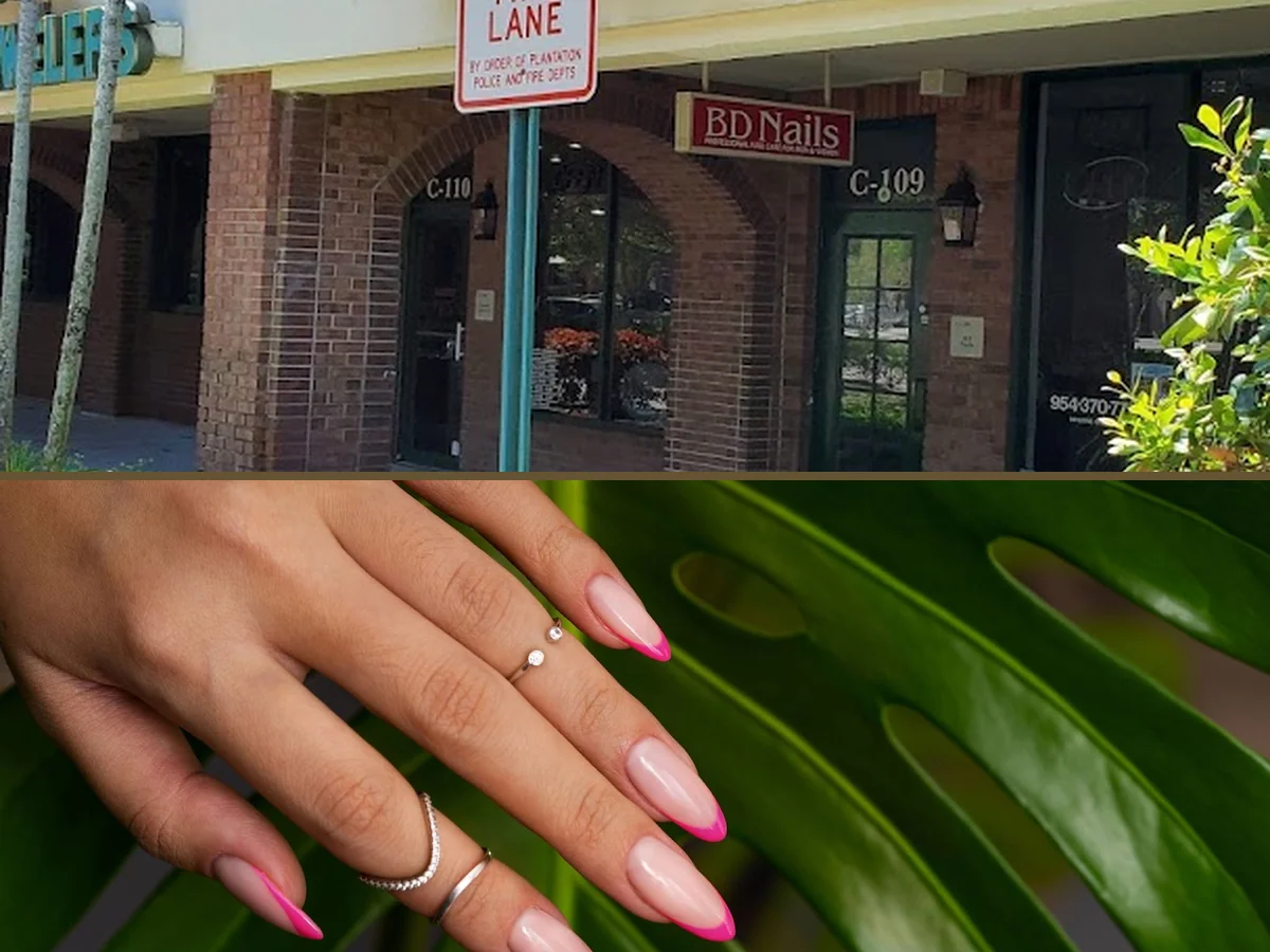 Gel nail design displayed on hands