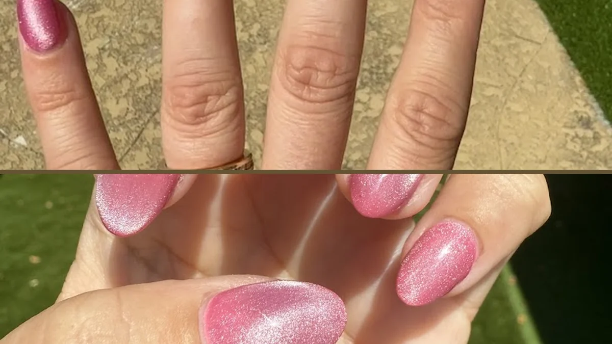Nail technician shaping acrylic extensions