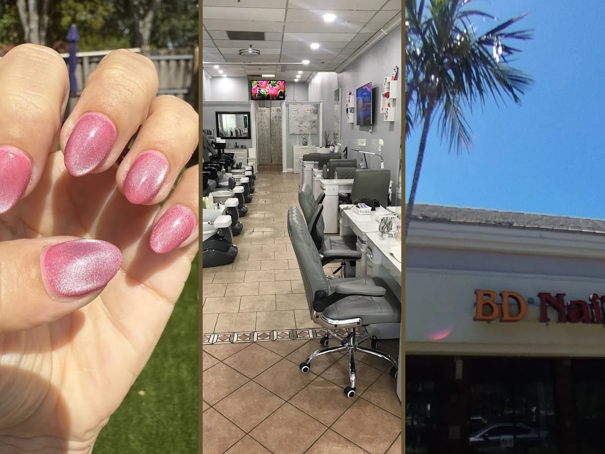 Gel nail design displayed on hands